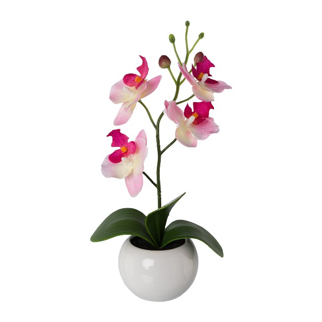 Kunstpflanze Orchidee im weißen Keramiktopf
