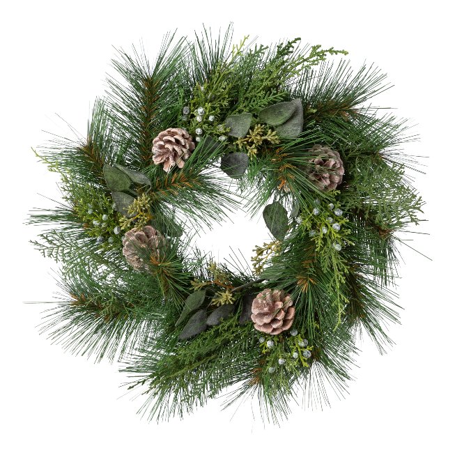 Artificial fir mix wreath with cones 48cm