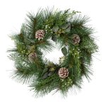Artificial fir mix wreath with cones 48cm