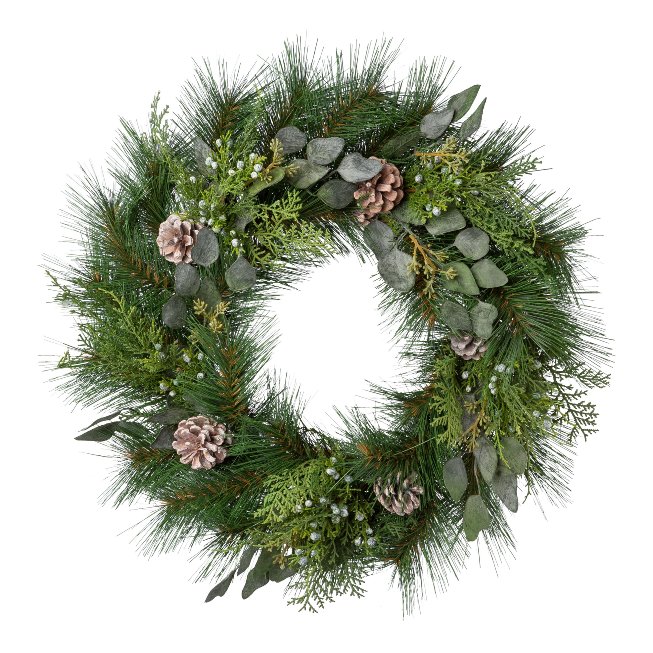 Artificial fir mix wreath with cones 60cm