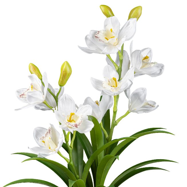 Artificial plant orchid in gray melamine pot