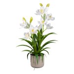 Artificial plant orchid in gray melamine pot