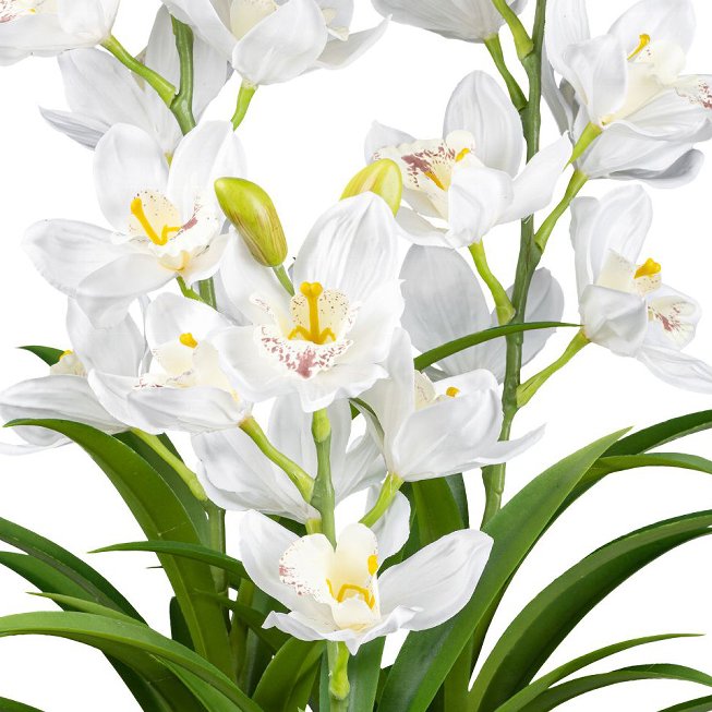 Kunstpflanze Orchidee im grauen Melaminetopf