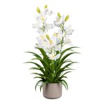 Artificial plant orchid in gray melamine pot