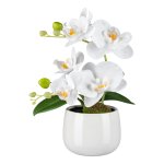 Kunstpflanze Orchidee im weißen Keramiktopf