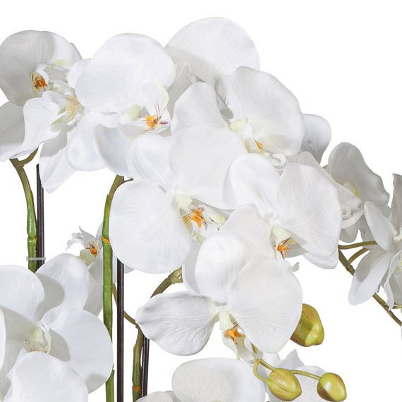 Kunstpflanze Orchidee im schwarzen Kunstofftopf