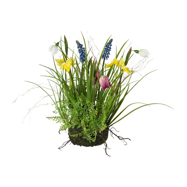 Kunstpflanze Frühlingsmix im Erdballen 30 cm