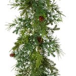 Artificial cedar mix garland with cones