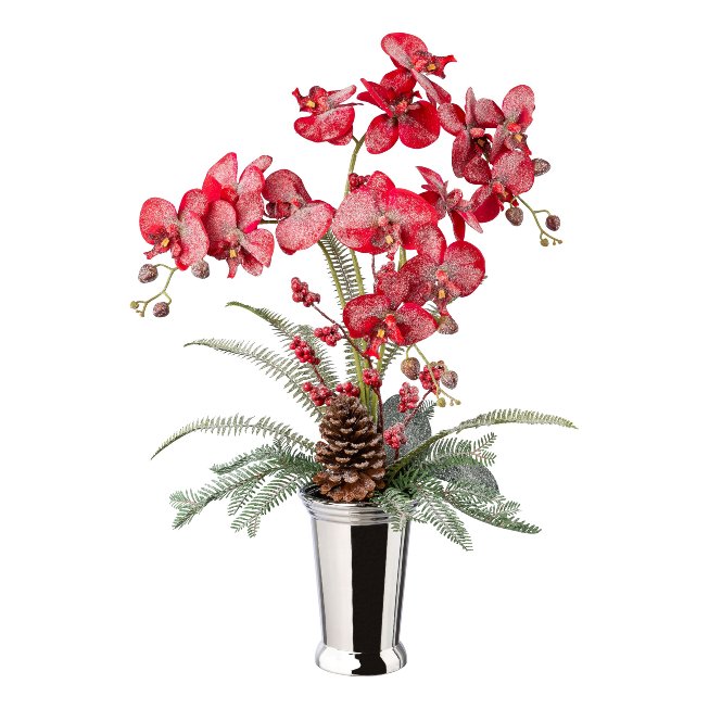 Artificial plant orchid in ceramic vase