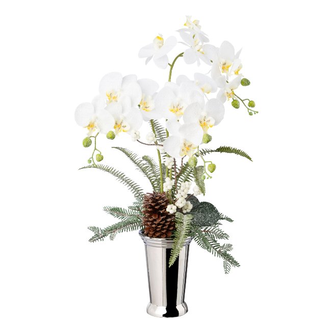 Artificial plant orchid in ceramic vase