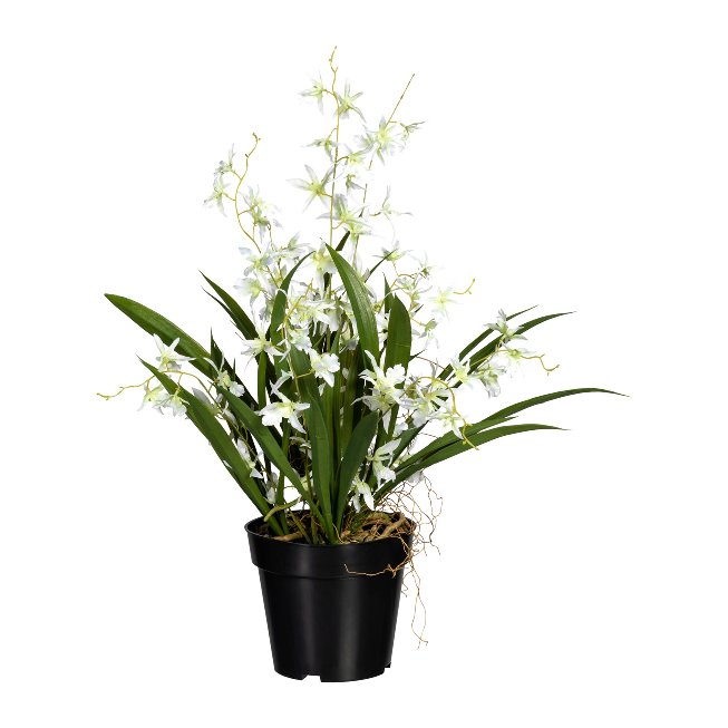 Artificial plant orchid in black pot