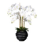 Kunstpflanze Orchidee im schwarzen Kunstofftopf