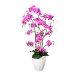 Artificial plants orchids in white vase