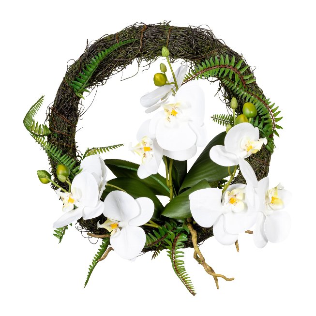 Artificial plant orchids wall wreath