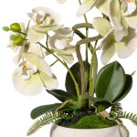 Artificial plant orchids in white vase