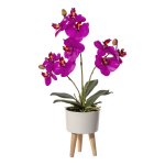 Artificial plant orchids in ceramic bowl