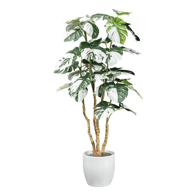 Kunstpflanze Monstera deliciosa Variegata mit 38 Blättern