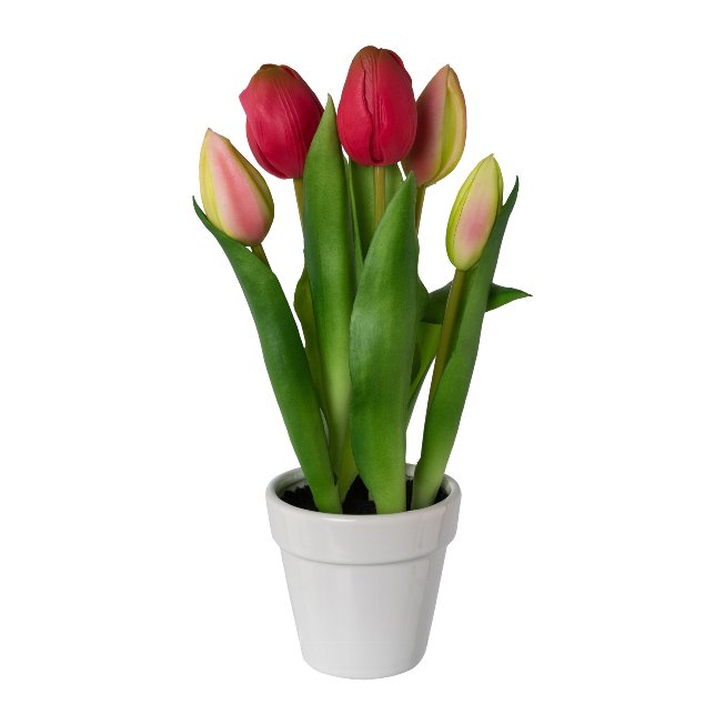 Artificial flowers tulips in ceramic pot x 5