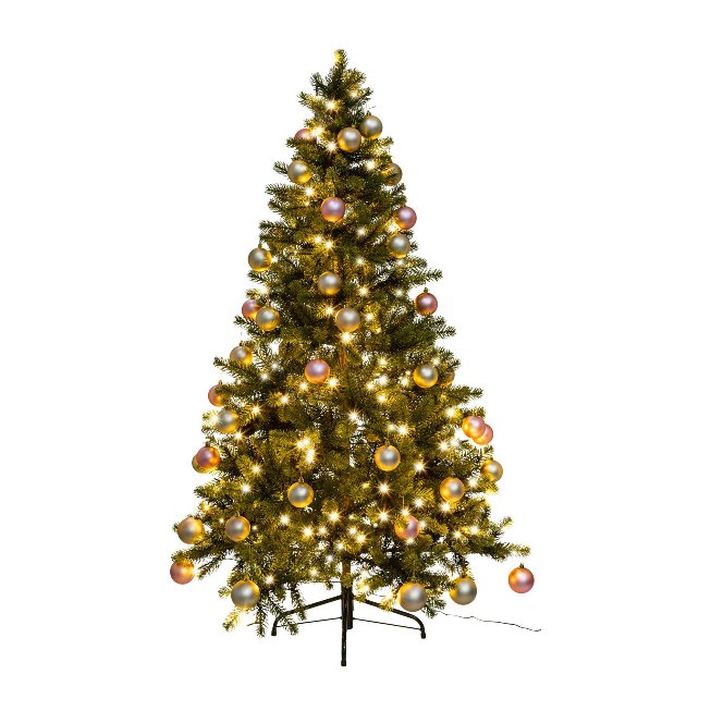 Artificial fir tree with 60 balls in pink-mix