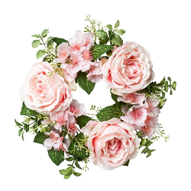 Artificial flower candle ring roses 5x20 cm