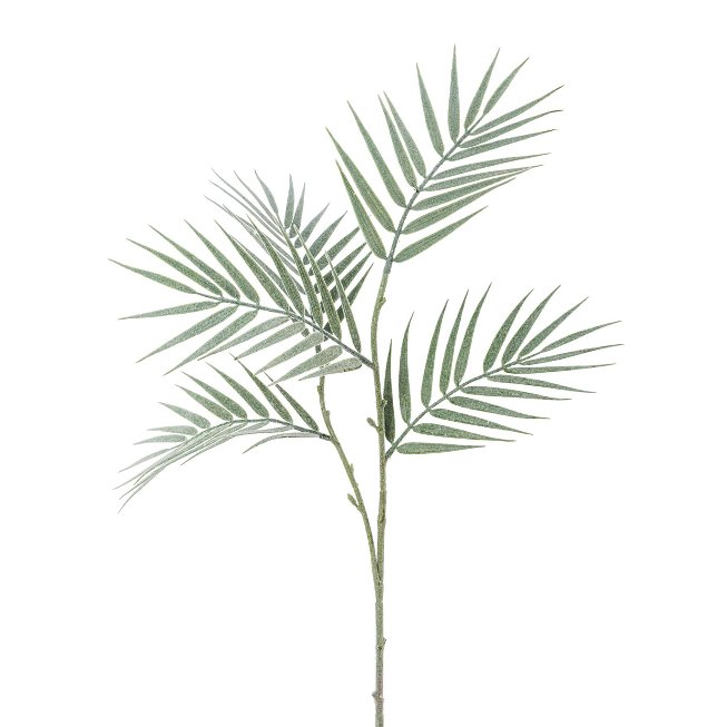 Artificial palm leaf branch with snow