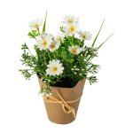 Artificial plant daisy mix in wrapping paperpot 21x11cm