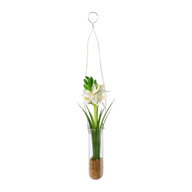 Artificial plant hyacinth in hanging vase