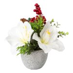 Artificial flower amaryllis-mix in cement pot
