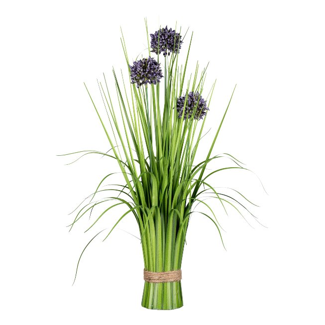 Artificial plant grass bunch with allium