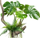 Kunstpflanze Splitphilodendron mit Blättern und Drahthänger