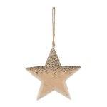 Star hanger with glitter made of wood