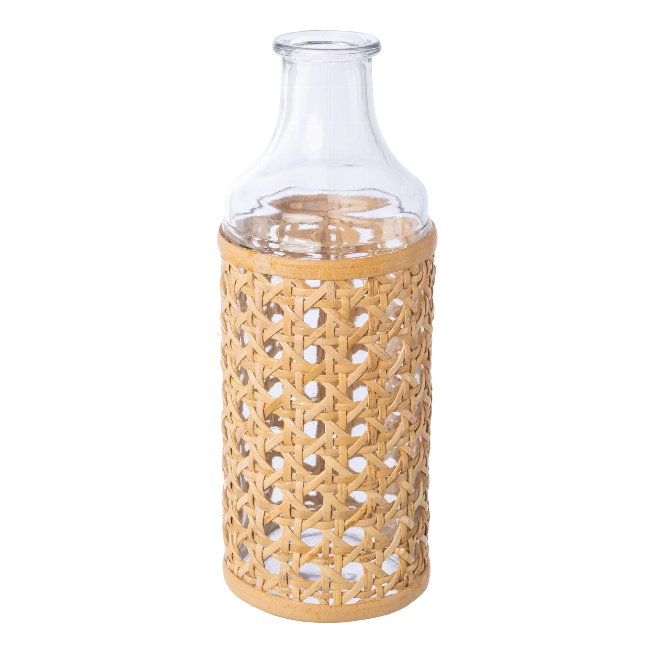 Glas Flasche mit Rattanumzug