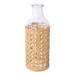 Glass bottle with rattan wrap
