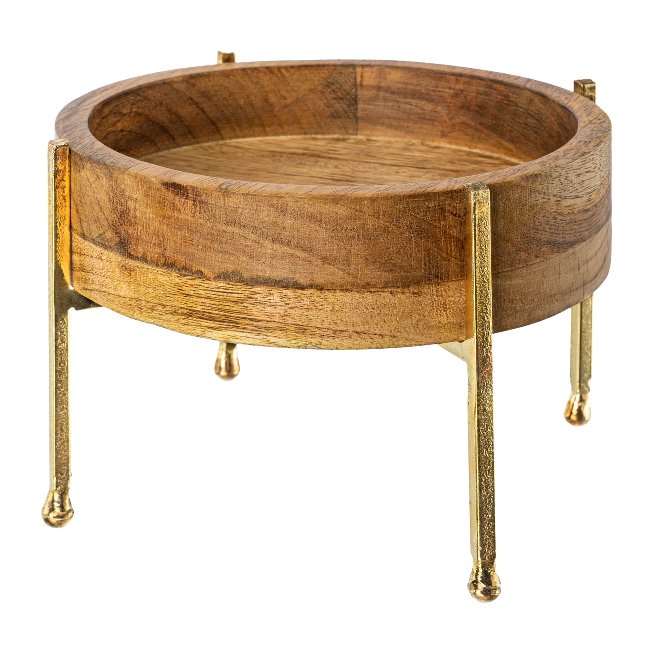 Dekoschale aus Holz auf Metallgestell