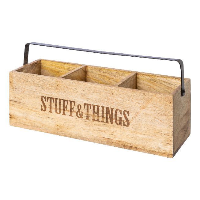 Deko-Box quadratisch mit Henkel aus Mango Holz