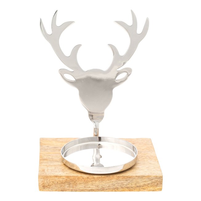 Tealight holder deer head made of stainless steel