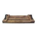 Wooden Tray with Leather Handle