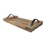 Wooden Tray with Leather Handle