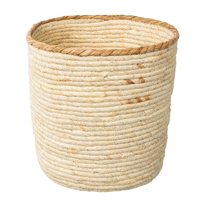 Natural Corn Leaf Basket with Decorative Border