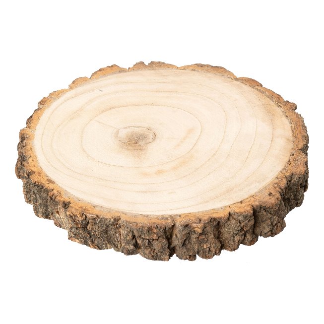 Deco wood disc with bark 22x22x3cm