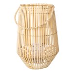 Bamboo lantern with handle and glass