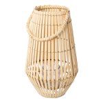 Bamboo lantern with handle and glass