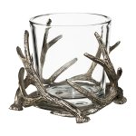 Aluminium Geweih Teelichthalter für Glas (933517)