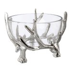 Decorative glass bowl with antlers