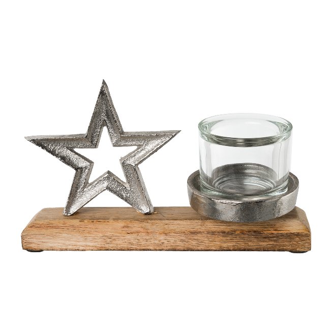 Candle holder with star made of aluminum