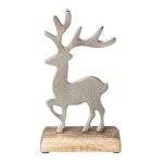 Aluminium deer on wooden base