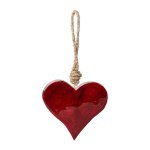 Decorative wooden heart hanger with enamel