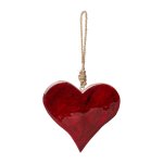 Wooden heart hanger with enamel