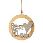 Mango wood ring with aluminium "Best Mum" pendant