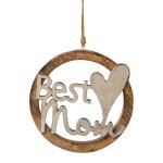 Mango Holz Ring mit Aluminium "Best Mum" Anhänger